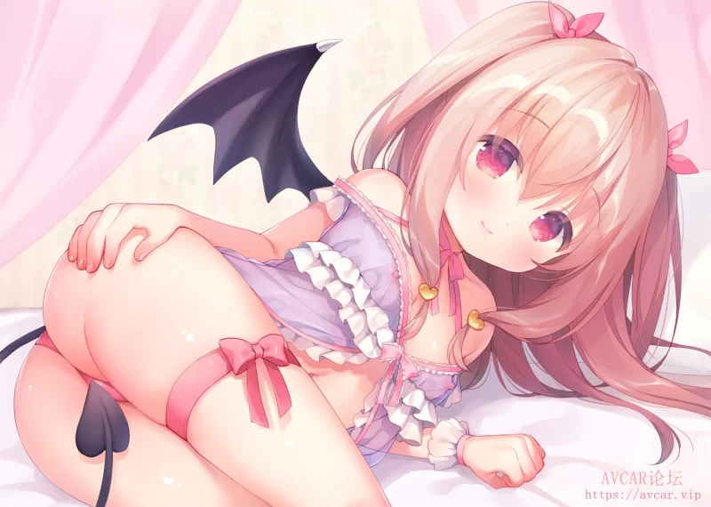 Konachan.com - 325886 ass bed brown_hair demon garter loli long_hair mani nipple.jpg